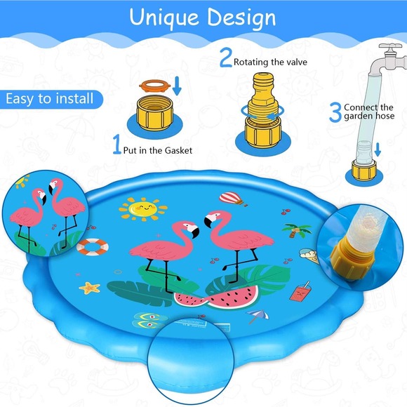 Splash Play Mat for Kids, Colorful Splash sprinkler pad - Picture 2 of 8